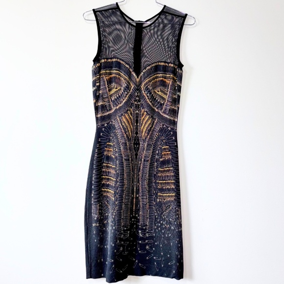 McQ By Alexander McQueen Black Safety Pin Print Vintage Dress Size XS - Picture 1 of 7